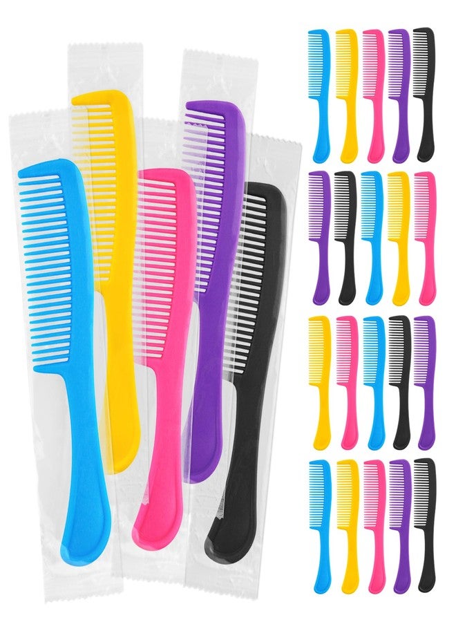 HQSLsund 50 pcs Combs In Bulk Individually Wrapped, Colorful Hair Combs, Bulk Combs For Homeless Individually Wrapped For Women,Kids,Hotel,Airbnb,Shelter,Homeless(black,yellow,pink,blue,purple) - Image 1